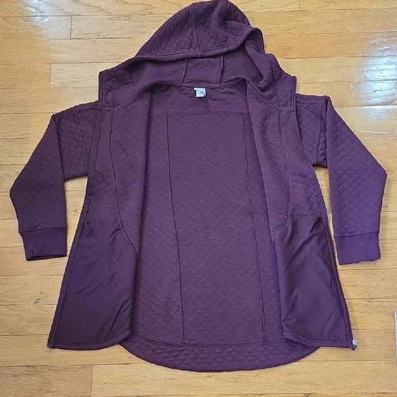 Athletic Works Womens Size Large Quilted Jacket With Hoodie Burgandy - Picture 9 of 11